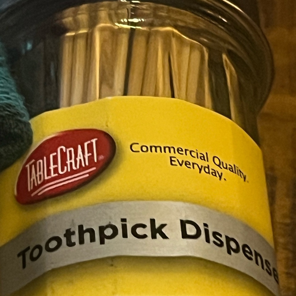 Clear Toothpick Dispenser with Silver Lid